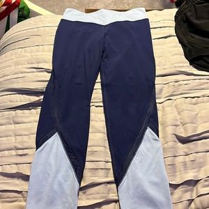 Athleta Blue Cross-Mesh Leggings
